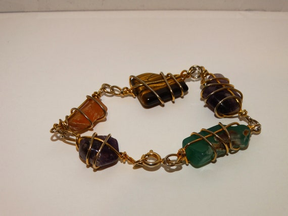 Gold Tone Genuine Gemstone Bracelet. - image 4