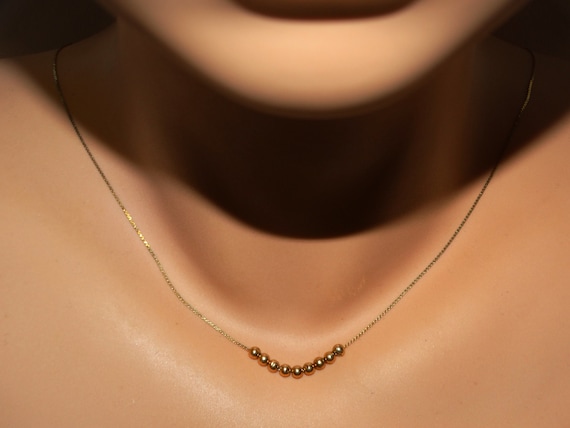 14k YG Chain W/ 9 Beads Necklace. - image 1