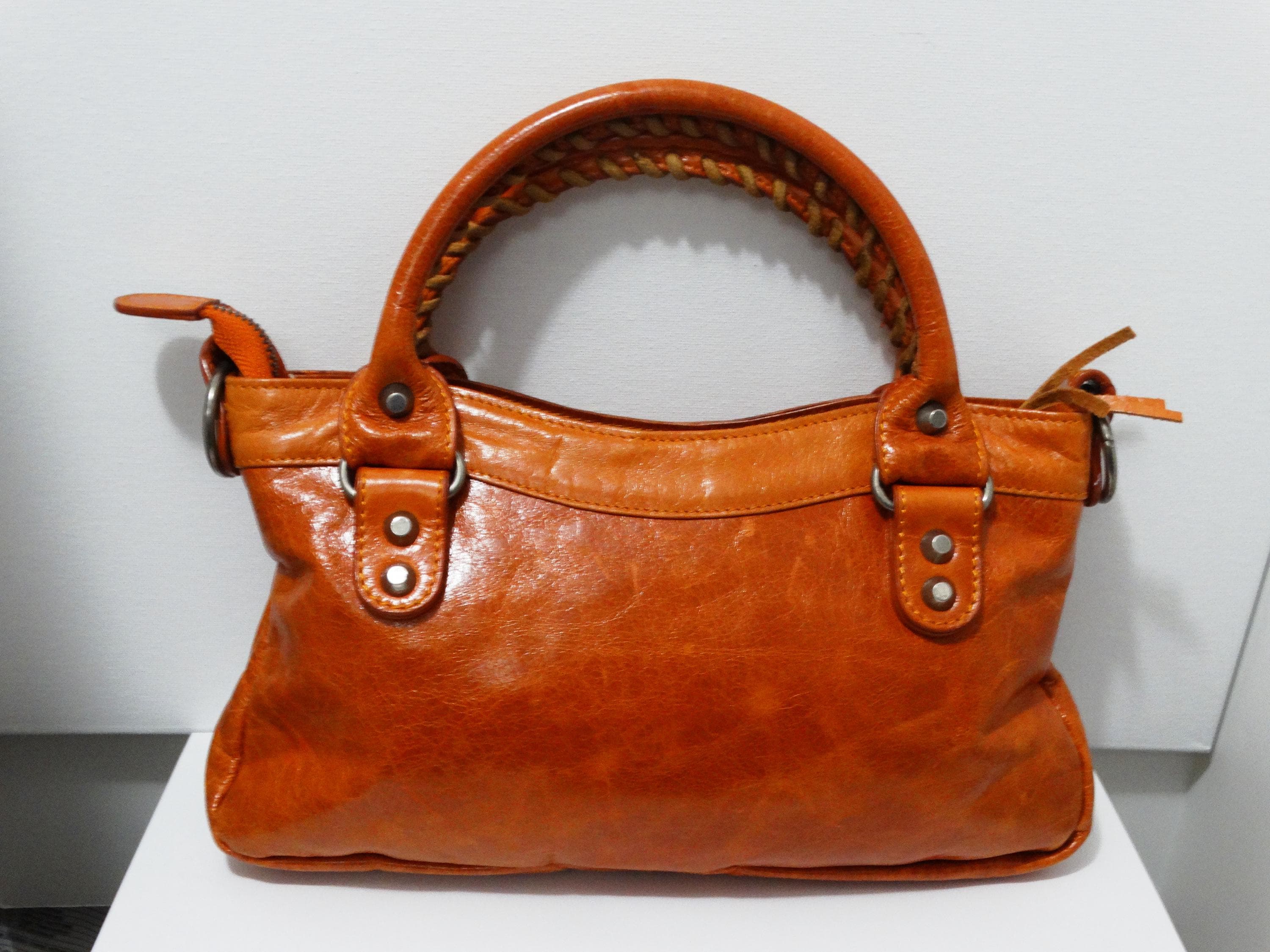 バッグ BALENCIAGA the first 2way bag Orange Balenciaga The First 2Way City Bag in Orange Crinkle Leather with