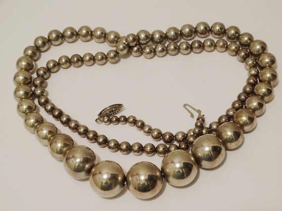 Sterling Silver 32" Inch Long Graduated Bead Neck… - image 2