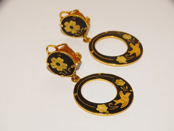 Damascene Design Handmade Hoop Earrings. View 4