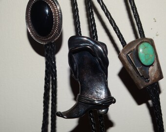 Cowboy/Cowgirl Navajo Sterling Silver Bolo Ties. Priced Individually.