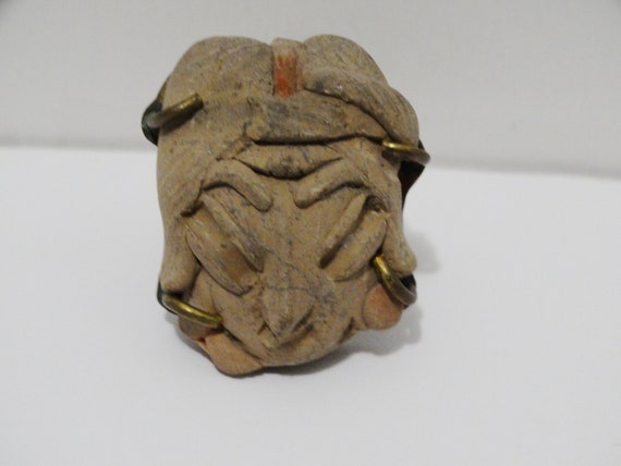 Brass Incas Stone Face Ring. - image 1