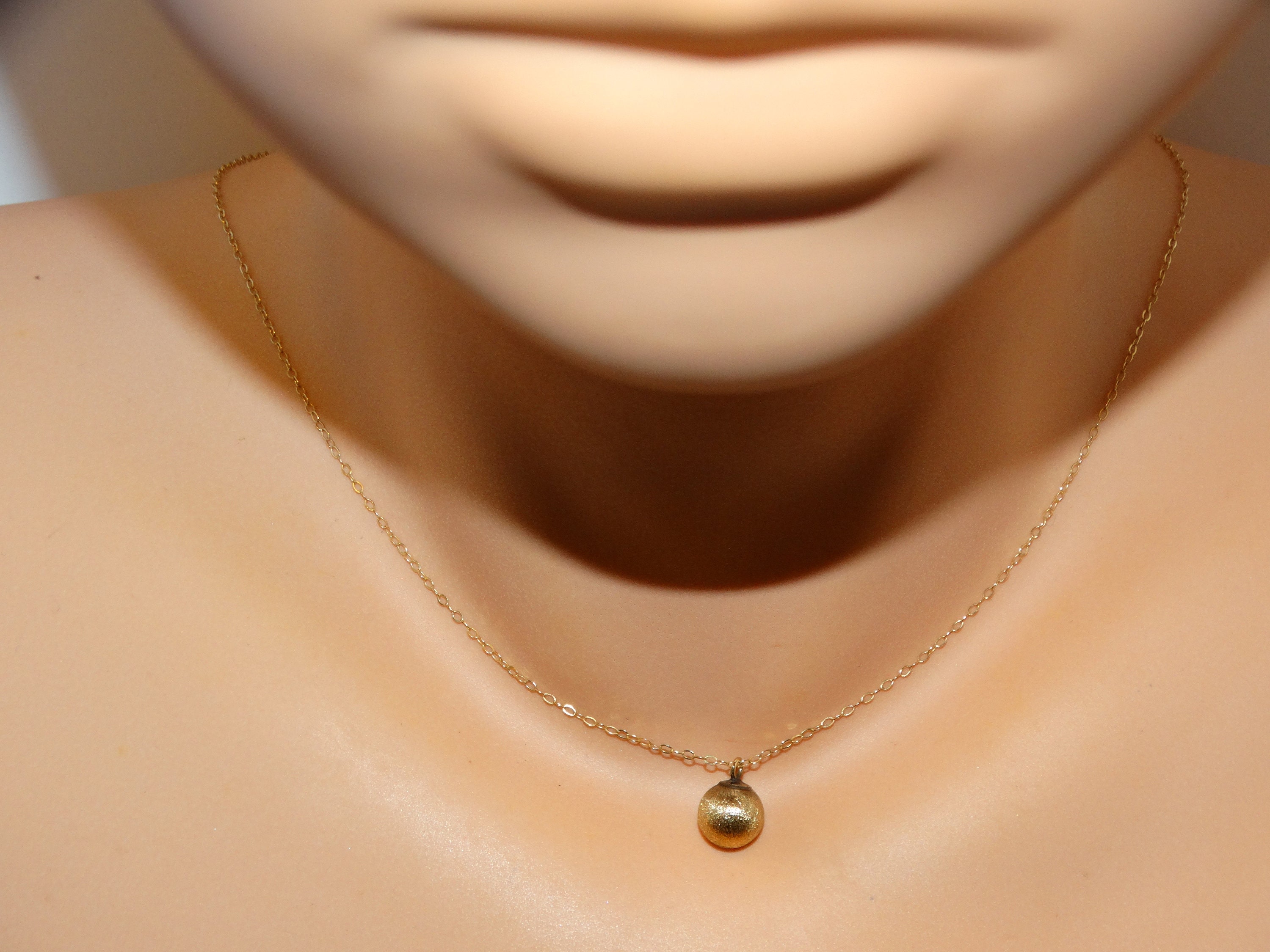 Buy 14k Yellow Gold Chain With 8mm Ball Textured Pendant Necklace