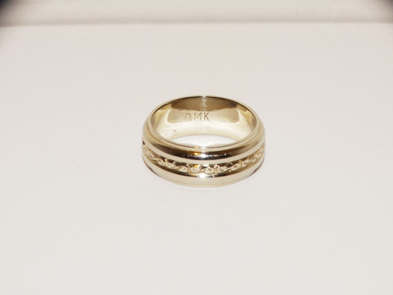 14k Solid White Gold Scroll Wedding Band Size 7-3… - image 6