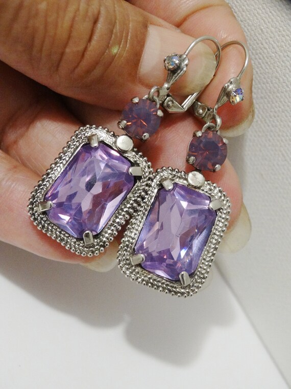 Sorrelli Designer Signed Lavender Dangling Earrin… - image 9