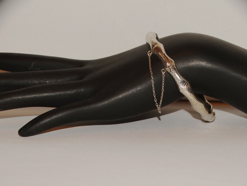 Sterling Silver RARE Etched Wave Bangle Bracelet.