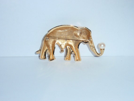 Monet Stamped 1980's Gold Plated Large Elephant B… - image 4