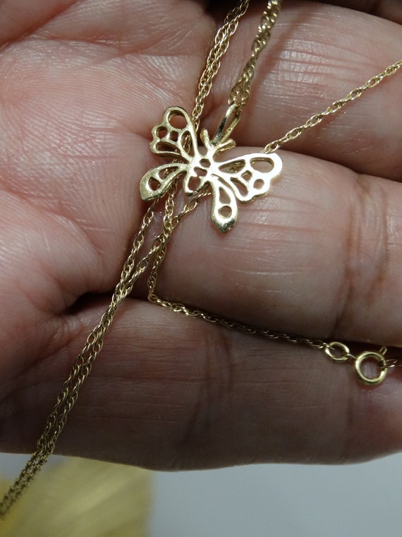 14k Gold Butterfly Necklace.