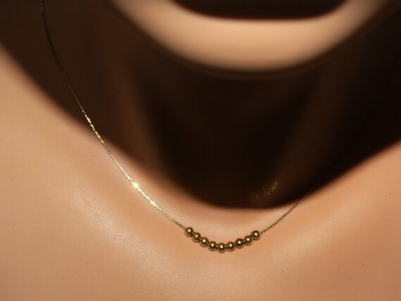 14k YG Chain W/ 9 Beads Necklace. - image 10