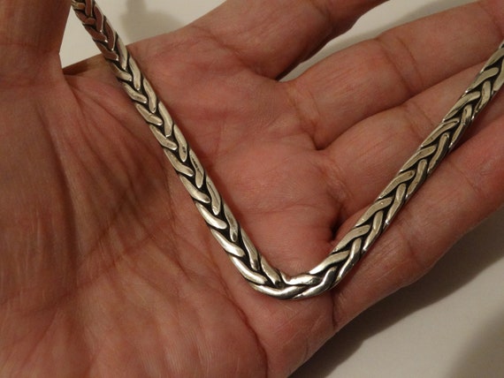 Solid Sterling Silver Braided Design V Chocker Ne… - image 4