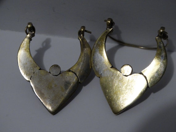 Brass Silver Plated Heart Earrings. - image 4