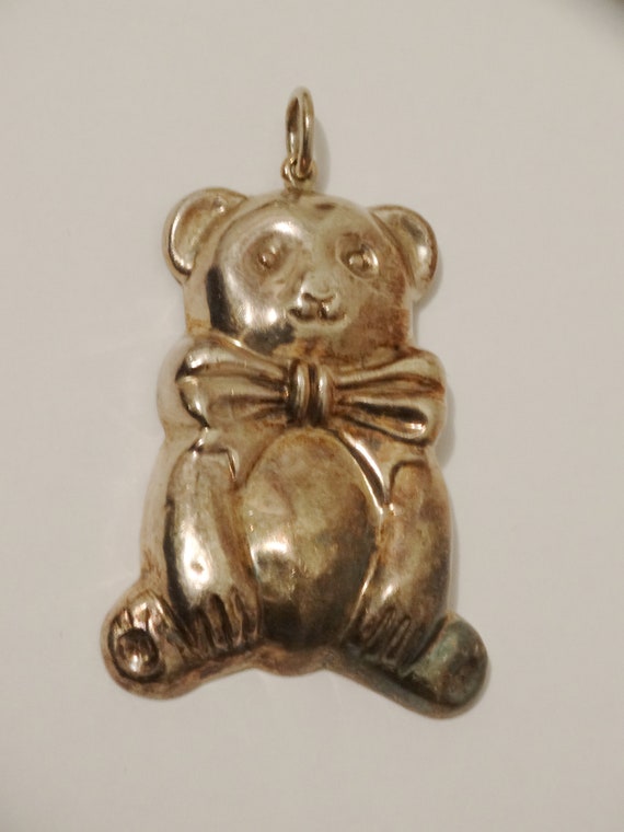 Sterling Silver Large Bear Pendant.