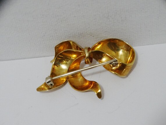 18k Solid Gold Bow Brooch. - image 7