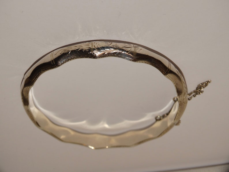 Sterling Silver RARE Etched Wave Bangle Bracelet.