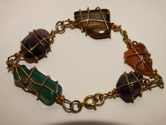 Gold Tone Genuine Gemstone Bracelet. - image 7