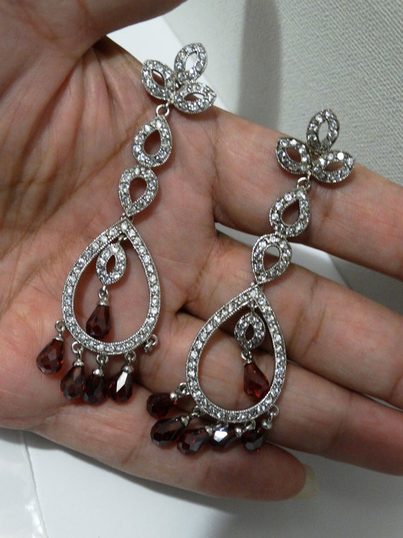 Solid Sterling Silver Pave Crystals and Genuine G… - image 9