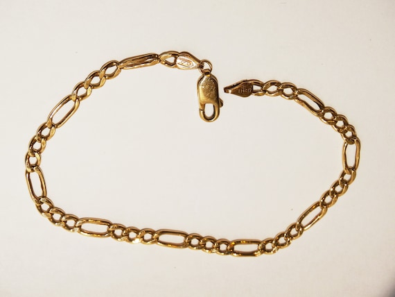 RARE Design 14k Yellow Gold Stamped Bracelet. - image 2