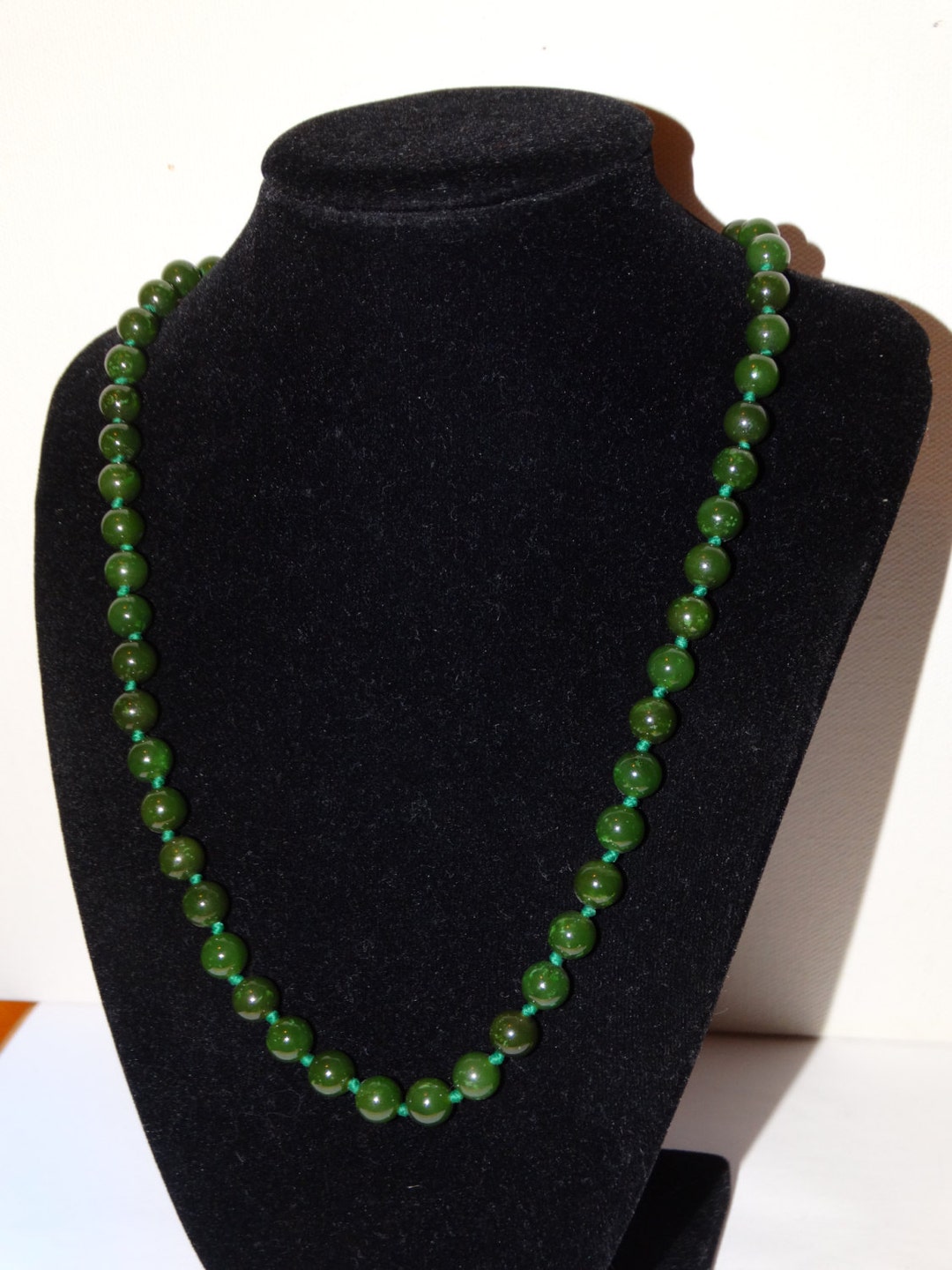 12k GF Spinach Jade 24 Long Individually Knotted Bead Etsy