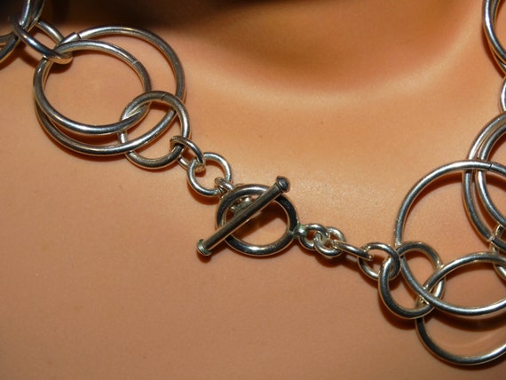 Sterling Silver Multi Circle Necklace. - image 3