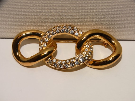 Christian Dior Chain Link Crystal Brooch. - image 1