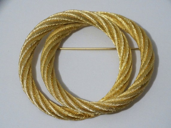 Vintage Dior Gold Twisted Rope Brooch Vintage Unsigned CHRISTIAN DIOR Gold Tone Faux Pearl Twist  main image 4