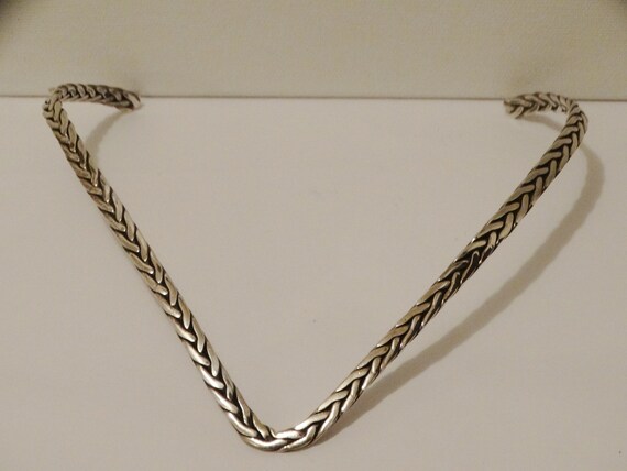 Solid Sterling Silver Braided Design V Chocker Ne… - image 7