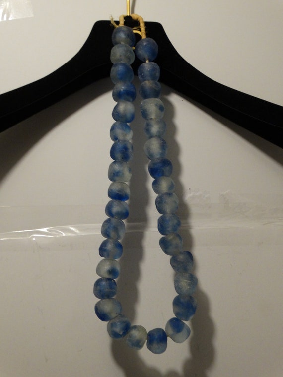 Antique Chinese Qing Blue Peking Glass Beads.