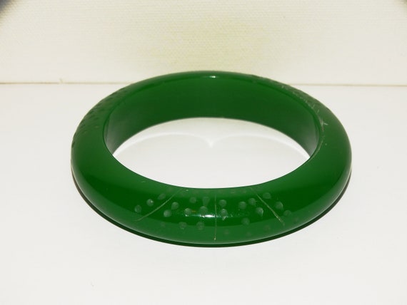 Lucite Plastic Green Translucent  Color 8.5" Bang… - image 2