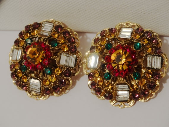 Gold Tone Metal Beautiful Baguette Multicolor Des… - image 7