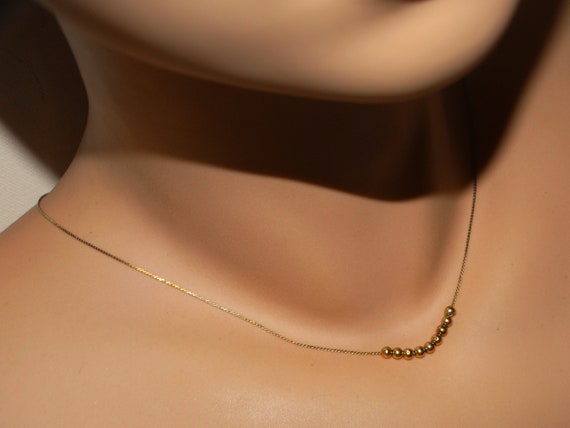 14k YG Chain W/ 9 Beads Necklace. - image 2