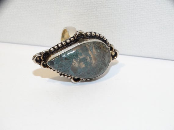 Sterling Silver Moss Agate Stone Ring. - image 3