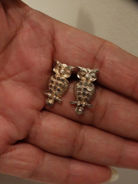 Sterling Silver 3D Owl Earrings.