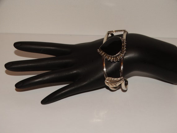 Sterling Silver Black Onyx Cuff Bracelet. - image 5