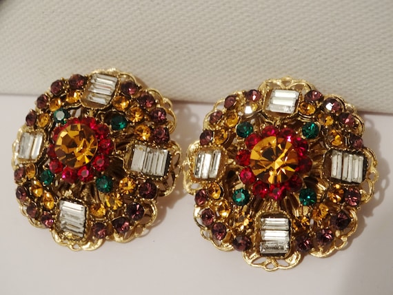 Gold Tone Metal Beautiful Baguette Multicolor Des… - image 6