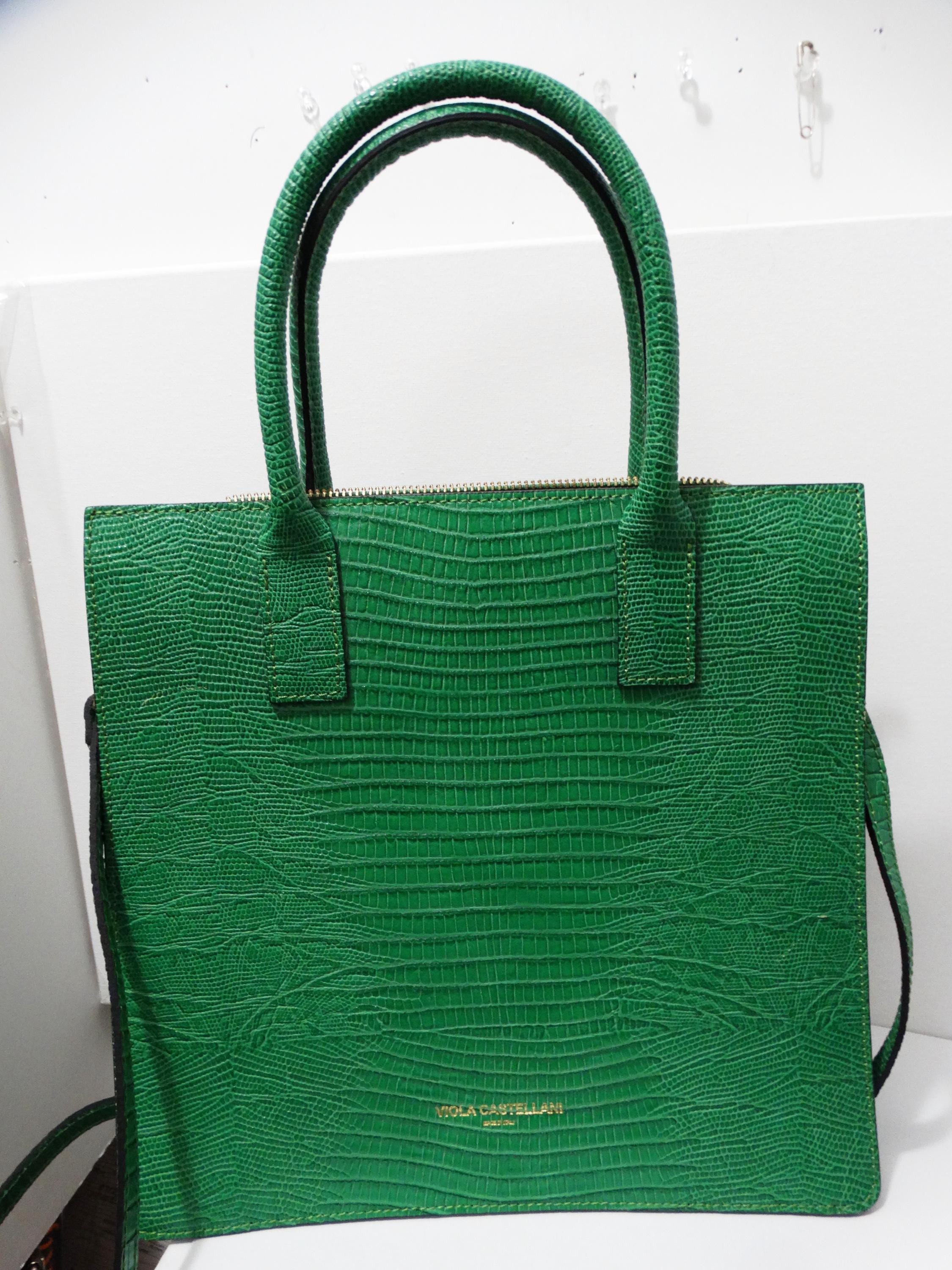 Italian Viola Castellani Emerald Green Leather Bag. - Etsy