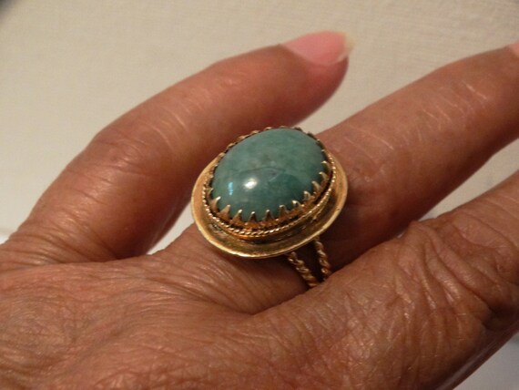 14k Jade Ring Size 8 Designer Signed. - image 7