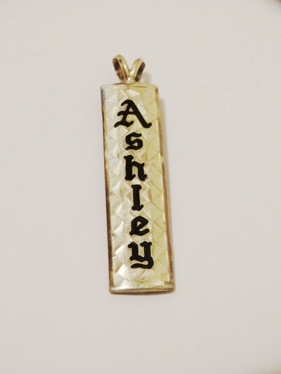 Sterling Stamped ASHLEY Plate Name Pendant. - image 1