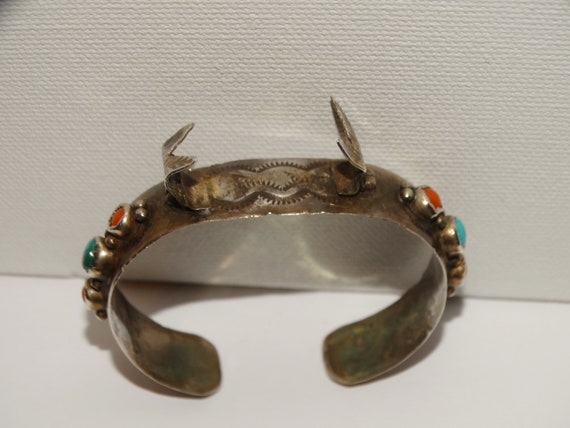 Navajo Marie Dale Sterling Signed Turquoise/Coral… - image 2