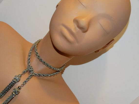 Silver Tone Rope Tassel Necklace. - image 4
