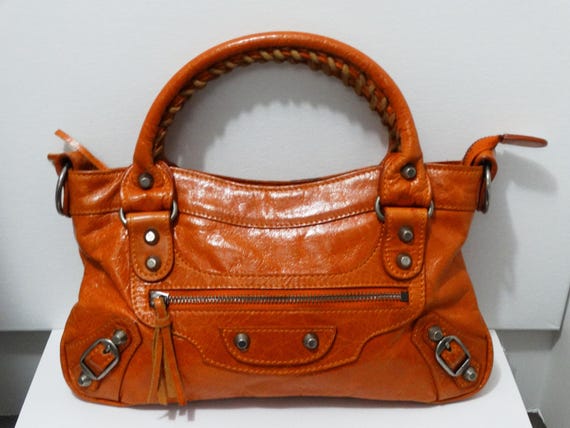 バッグ Balenciaga Giant Mini City Bag Orange Balenciaga Orange Leather Mini Bag. - Etsy