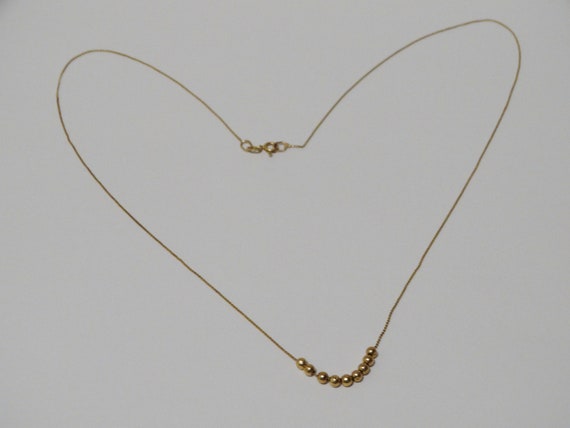 14k YG Chain W/ 9 Beads Necklace. - image 6