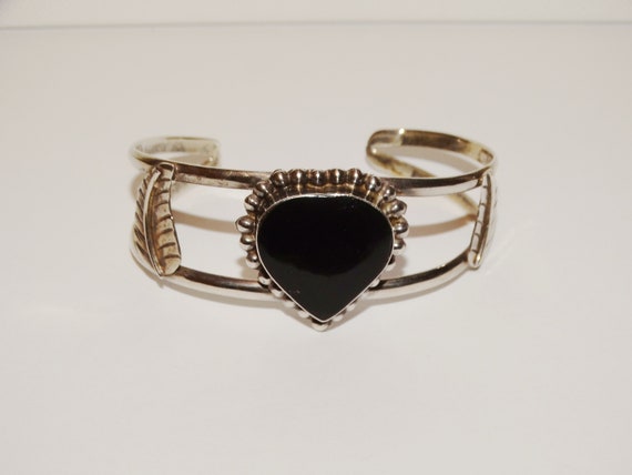 Sterling Silver Black Onyx Cuff Bracelet. - image 10
