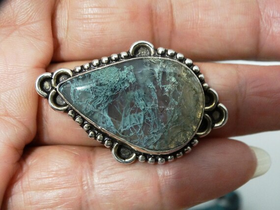 Sterling Silver Moss Agate Stone Ring. - image 5