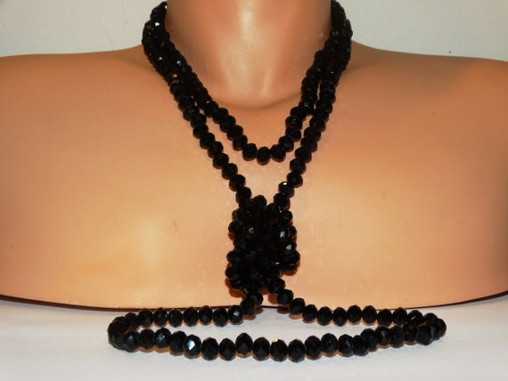 Faceted Sparkly Black Glass Necklace. - image 7