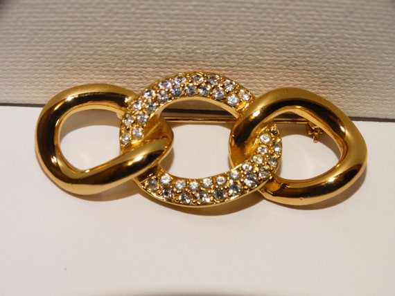 Christian Dior Chain Link Crystal Brooch. - image 3
