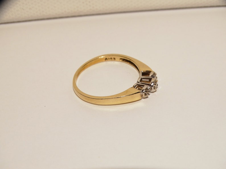 10k Yellow Gold Stamped 3 Small Genuine Sparkling Diamond Etsy