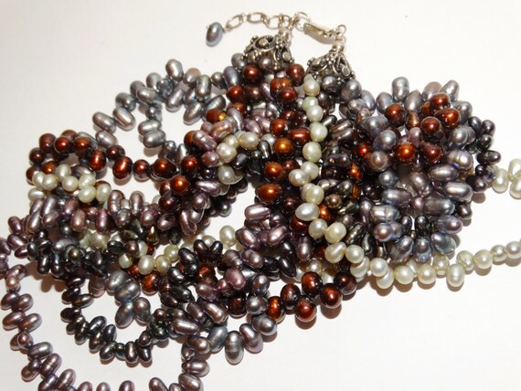 Sterling 925 Stamped Multicolor Multistrand Pearl… - image 5
