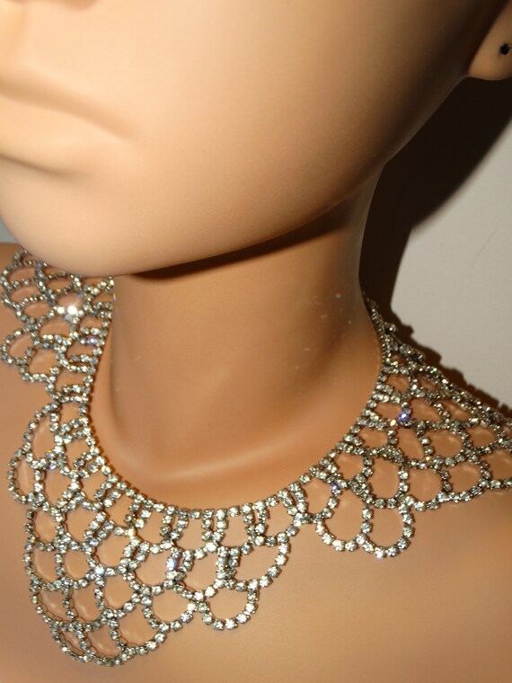 Silver Tone Sparkling Rhinestones Choker Necklace. - image 5