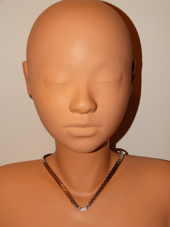 Solid Sterling Silver Braided Design V Chocker Ne… - image 2